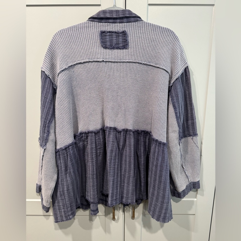 POL Blue and Gray Waffle Knit Top - Picture 2 of 3